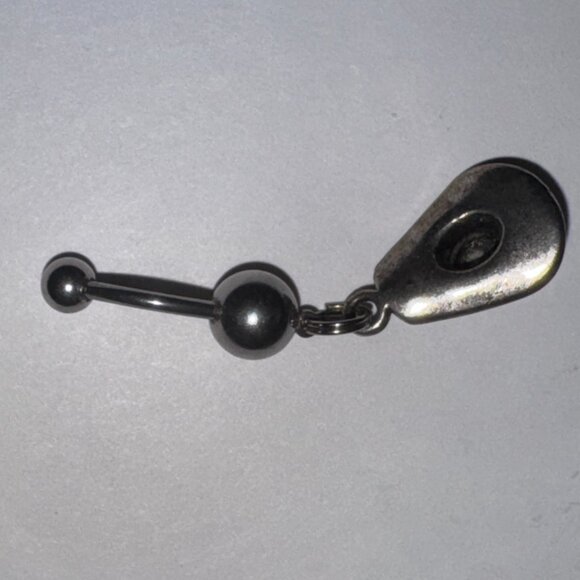 Hat Dangle Belly ring with Topaz Orange Gem - Picture 3 of 8